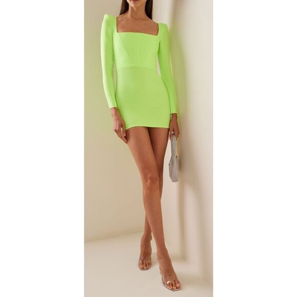 Alex Perry Exclusive Dale Stretch-Crepe Corseted Mini Dress in Green NWT Size 12 - Picture 3 of 12